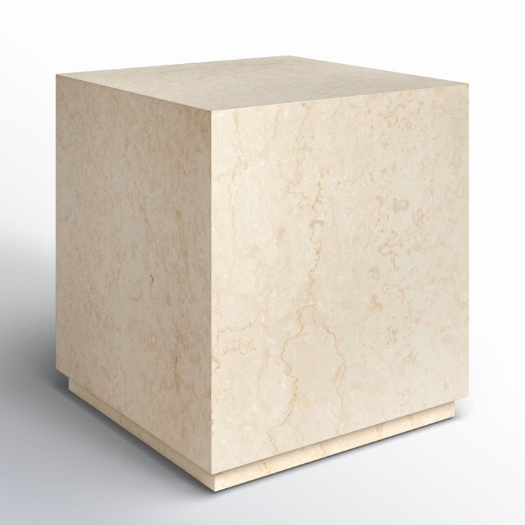 Cream Marble Square Outdoor Side Table