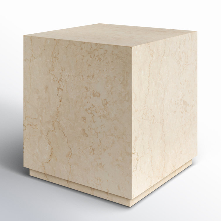 Cream Marble Square Outdoor Side Table