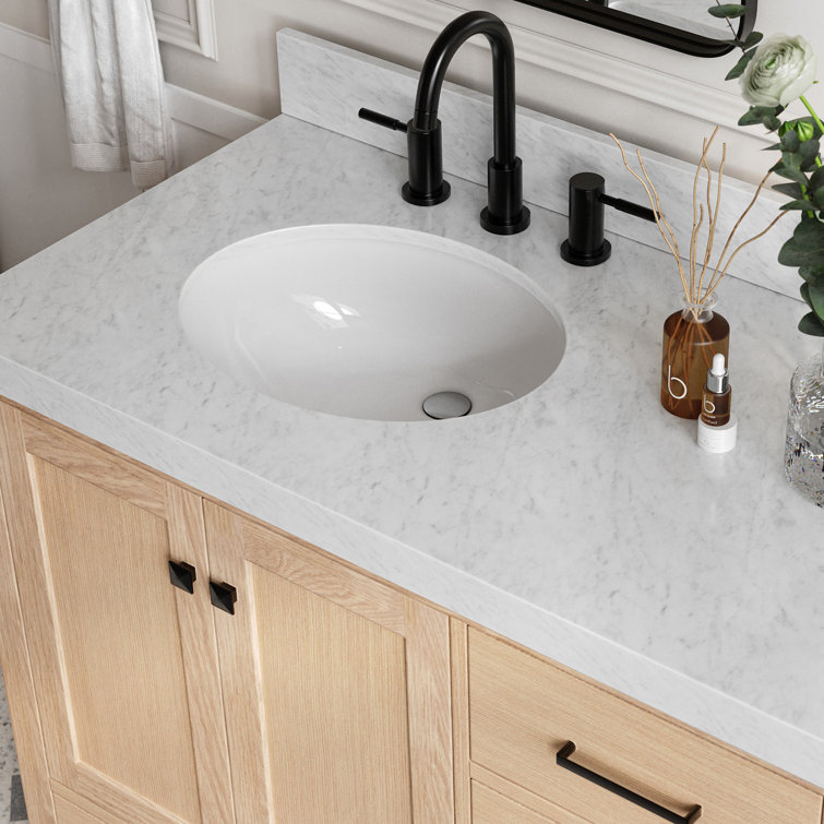 Cambridge 42'' Oak Freestanding Vanity with Carrara Marble Top