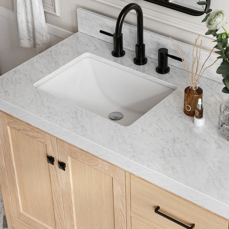 Cambridge 42'' Oak Freestanding Bathroom Vanity with Carrara Marble Top