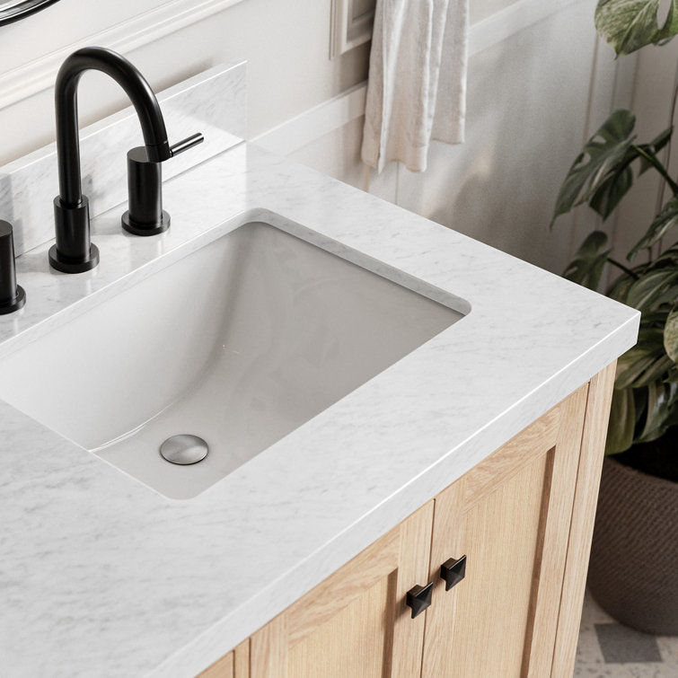 Cambridge 37'' Oak Freestanding Vanity with Carrara Marble Top