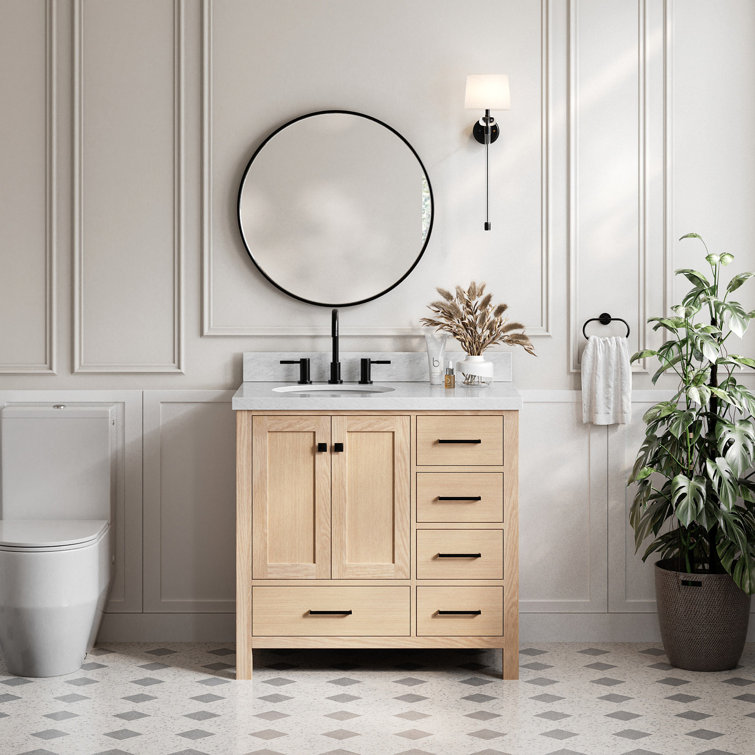 Midnight Blue 36" Solid Wood Freestanding Vanity Cabinet