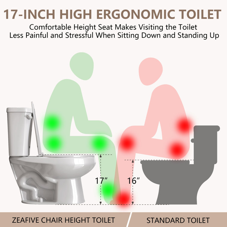 White Round Dual Flush ADA Chair Height Toilet with Soft Close Seat