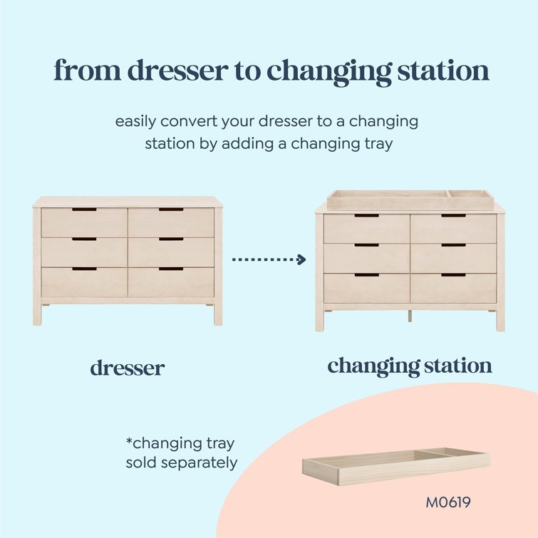 Washed Natural Double Nursery Dresser with Soft Close Drawer