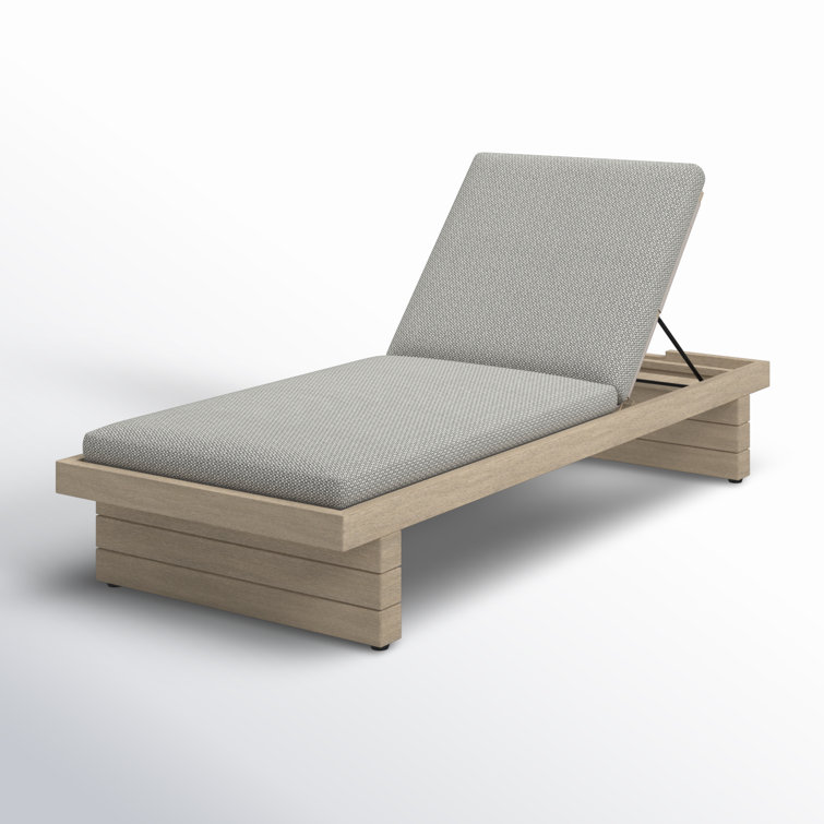 Davie 31.5'' Teak Outdoor Chaise Lounge with Gray Cushions