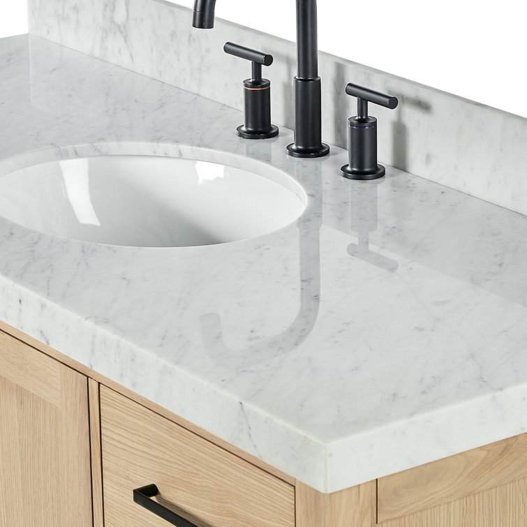Cambridge 54" Oak Freestanding Vanity with Carrara Marble Top