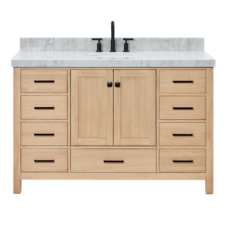 Cambridge 54" Oak Freestanding Vanity with Carrara Marble Top