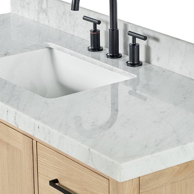 Cambridge 54'' Oak Single Bathroom Vanity with Carrara Marble Top