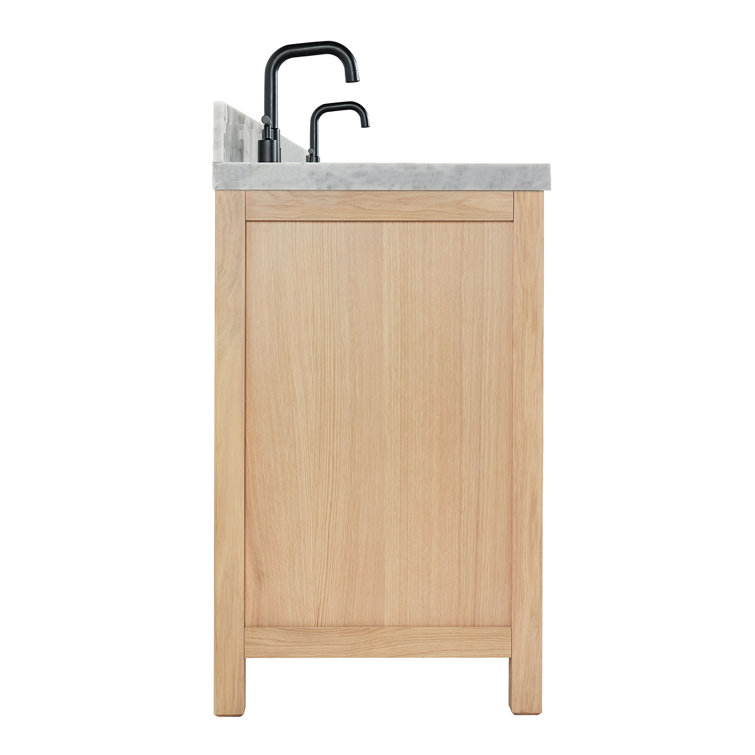 Cambridge 72'' Oak Double Bathroom Vanity with Carrara Marble Top