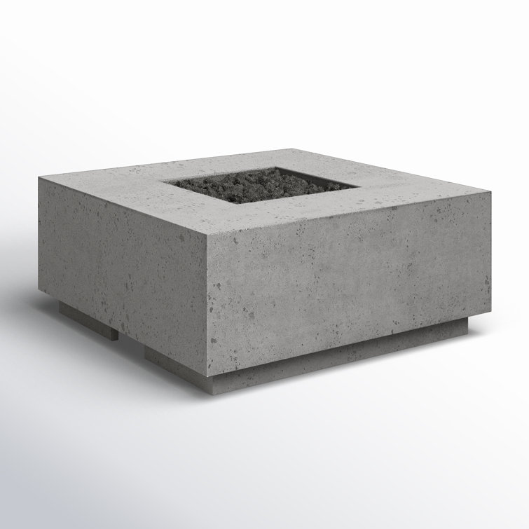 Pewter Concrete Square Gas Fire Pit Table