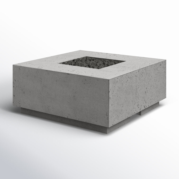 Pewter Concrete Square Gas Fire Pit Table