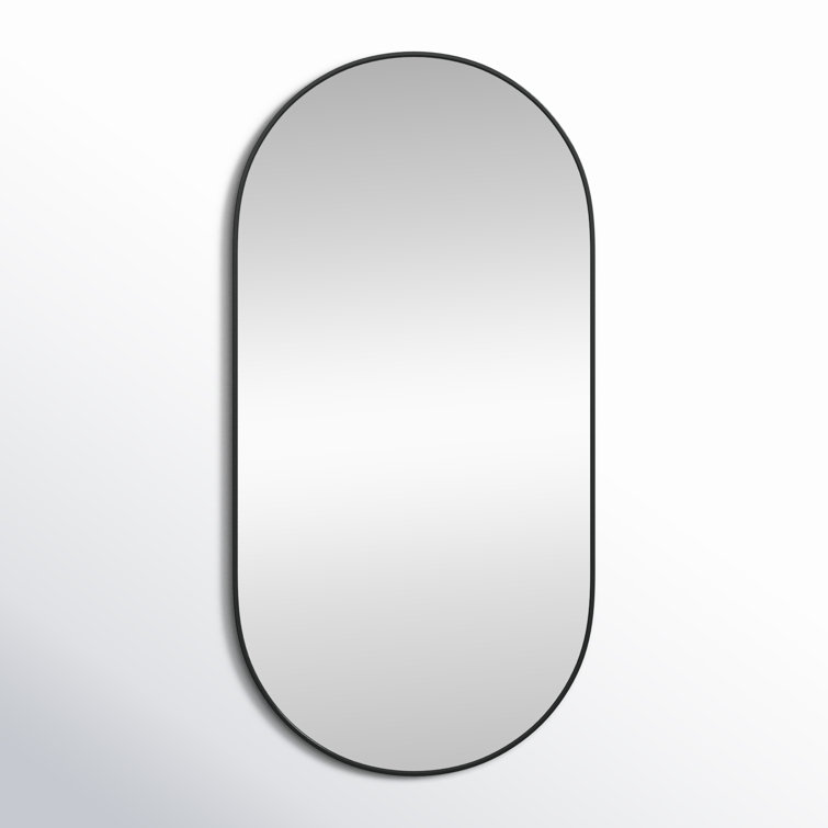 Black Metal Framed Oval Full Length Vanity Mirror