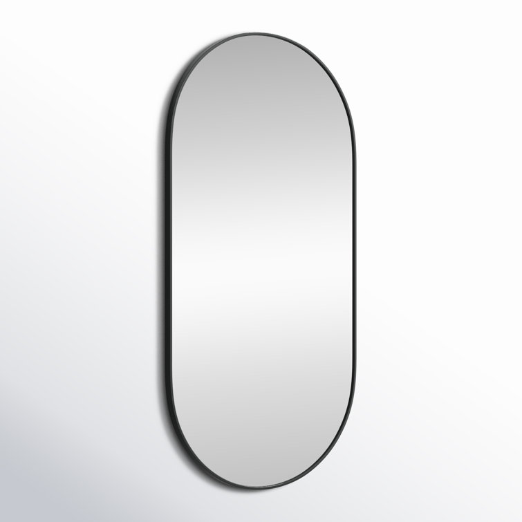Black Metal Framed Oval Full Length Vanity Mirror