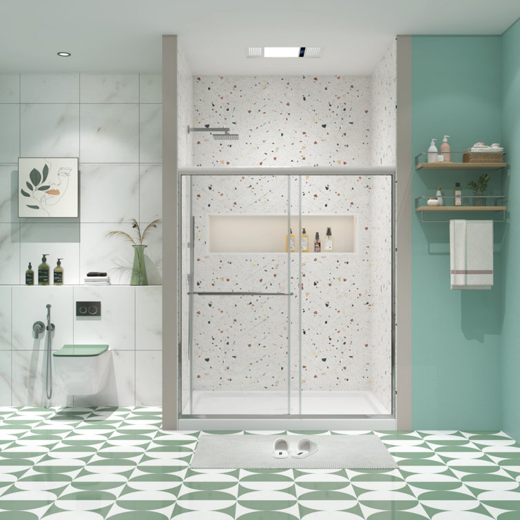 Chrome 56-60" x 70" Dual Sliding Clear Glass Shower Door