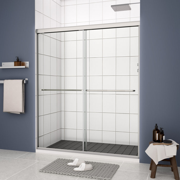 Chrome 56-60" x 70" Dual Sliding Clear Glass Shower Door