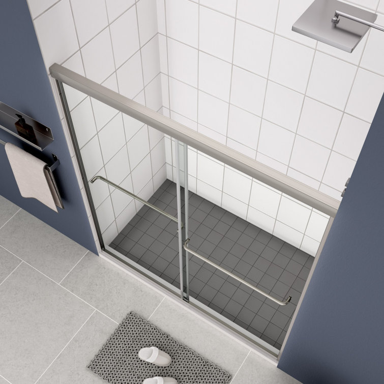 Chrome 56-60" x 70" Dual Sliding Clear Glass Shower Door