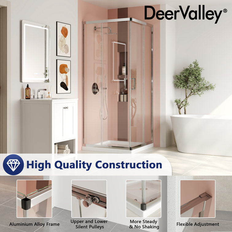 34" W x 72" H Clear Tempered Glass Shower Enclosure