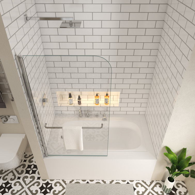 34" x 58" Chrome Aluminum Framed Clear Glass Tub Door