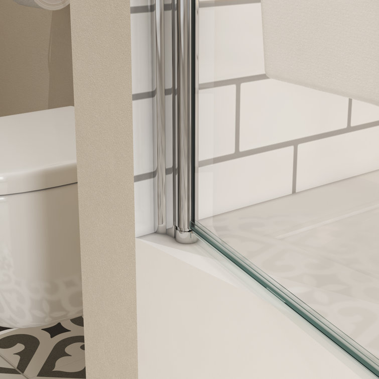 34" x 58" Chrome Aluminum Framed Clear Glass Tub Door