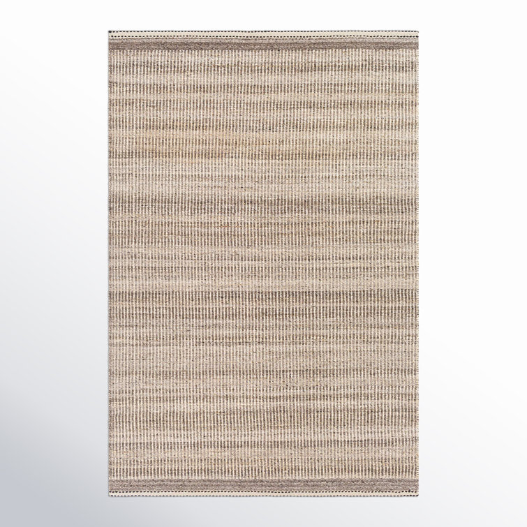 Handmade Black and Beige Wool Tufted 6' x 9' Rug