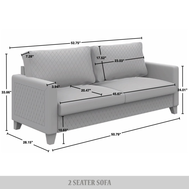 Light Blue Diamond-Patterned Velvet 2-Piece Living Room Set