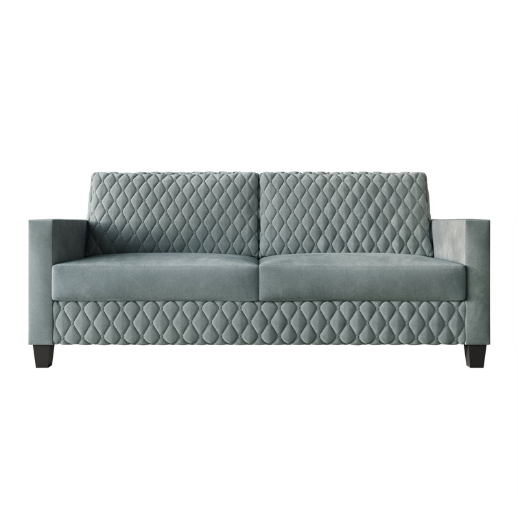 Light Blue Diamond-Patterned Velvet 2-Piece Living Room Set