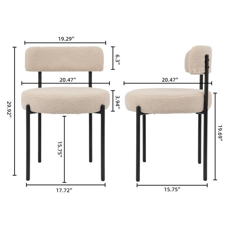 Beige Teddy Upholstered Metal Side Chair Set of 4