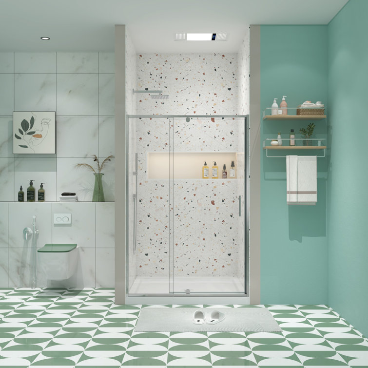 38-42" Chrome Tempered Glass Pivot Swing Shower Door