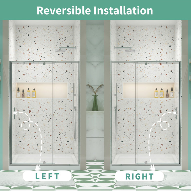 38-42" Chrome Tempered Glass Pivot Swing Shower Door