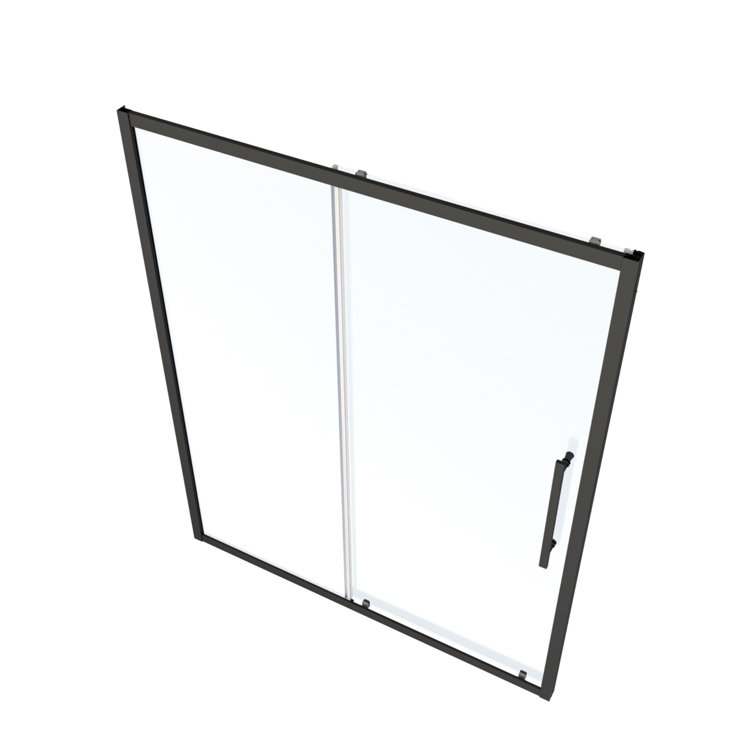 Matte Black 54"W x 72"H Sliding Shower Door with Stainless Steel Handle