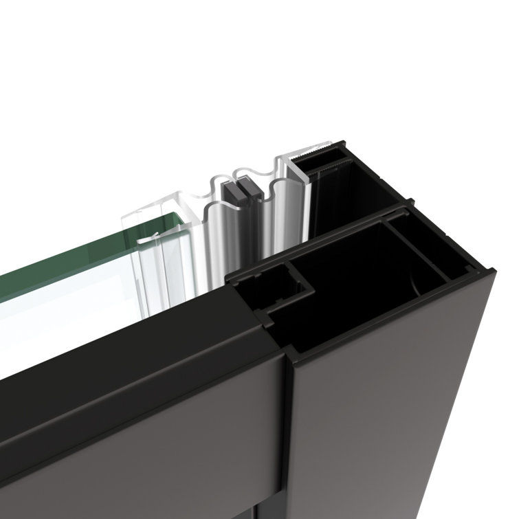 Matte Black 54"W x 72"H Sliding Shower Door with Stainless Steel Handle