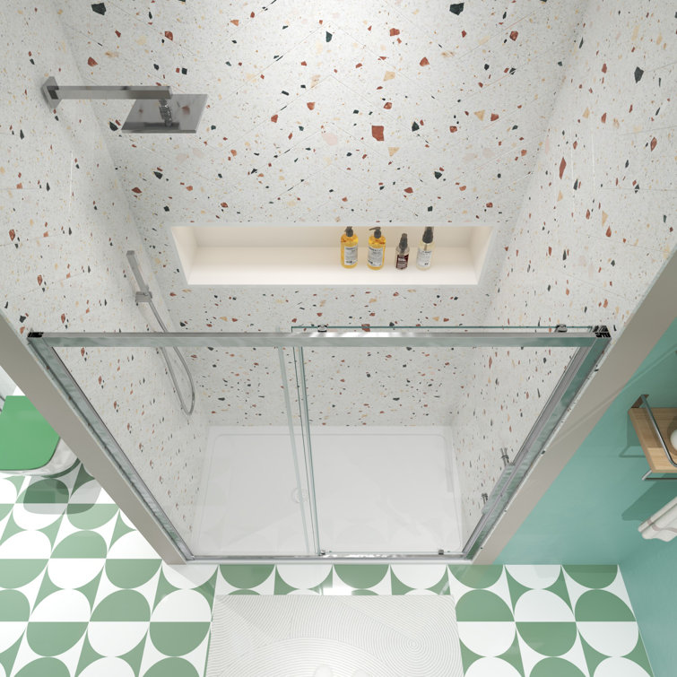 Chrome 50"-54"W x 72"H Sliding Shower Door with Tempered Glass