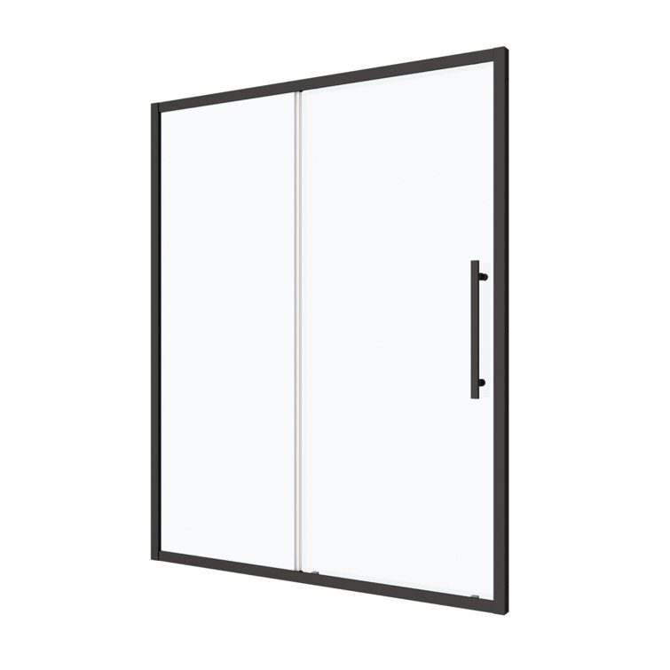 Matte Black 54"W x 72"H Sliding Shower Door with Stainless Steel Handle