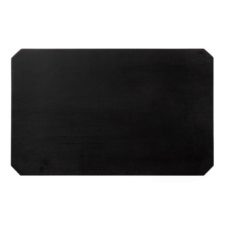 Black Solid Mango Wood Rectangular End Table with Shelf