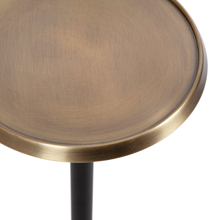 Gold and Black Round Iron Pedestal End Table