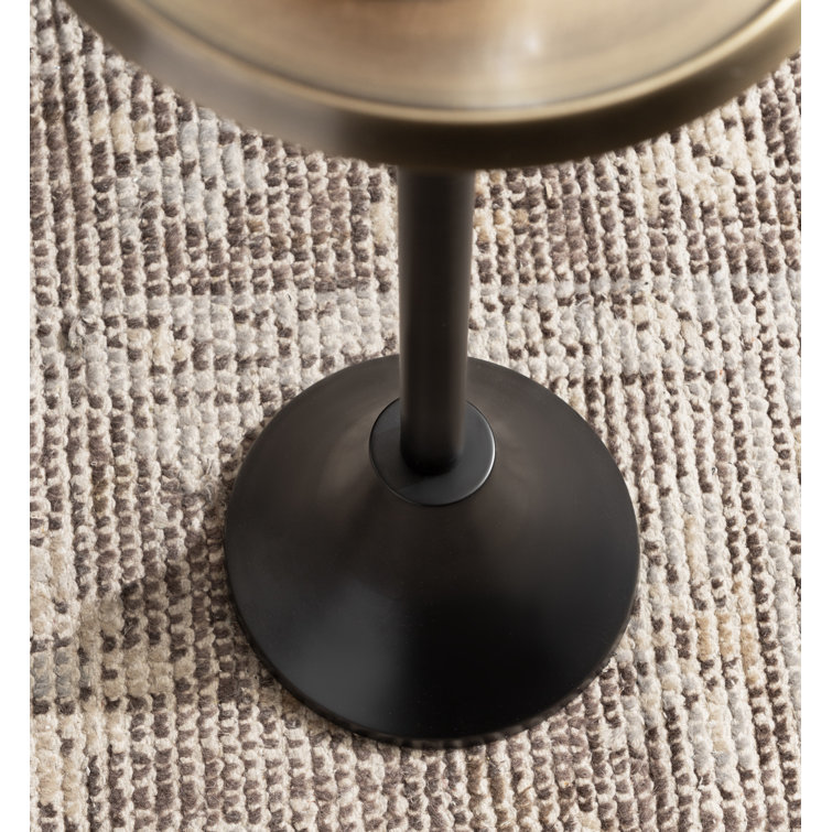 Gold and Black Round Iron Pedestal End Table