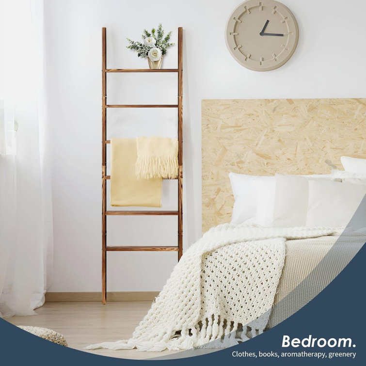Rustic Brown 6-Tier Wooden Blanket Ladder