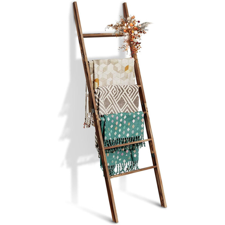 Rustic Brown 6-Tier Wooden Blanket Ladder