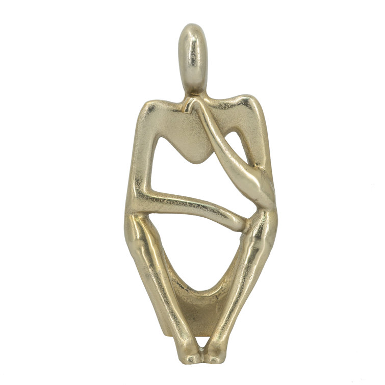 Gold Abstract Aluminum Human Figurine 12.2"