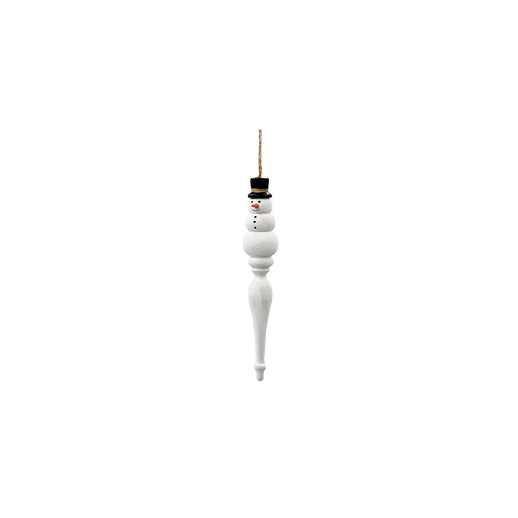 Set of 12 White Wooden Snowman Icicle Ornaments
