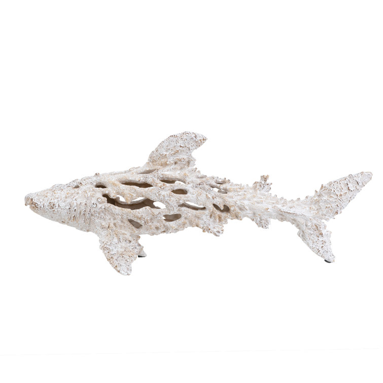 White Coral Look Polyresin Shark Sculpture