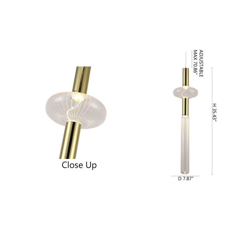 Gold Glass LED Pendant Light with Clear Shades