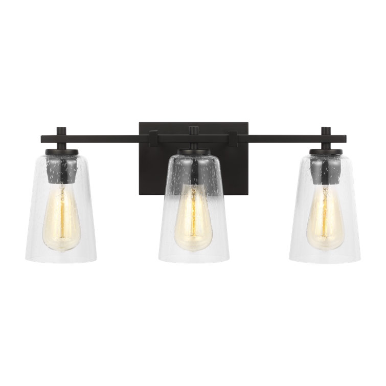 Midnight Black 3-Light Dimmable Vanity Light with Clear Glass Shades