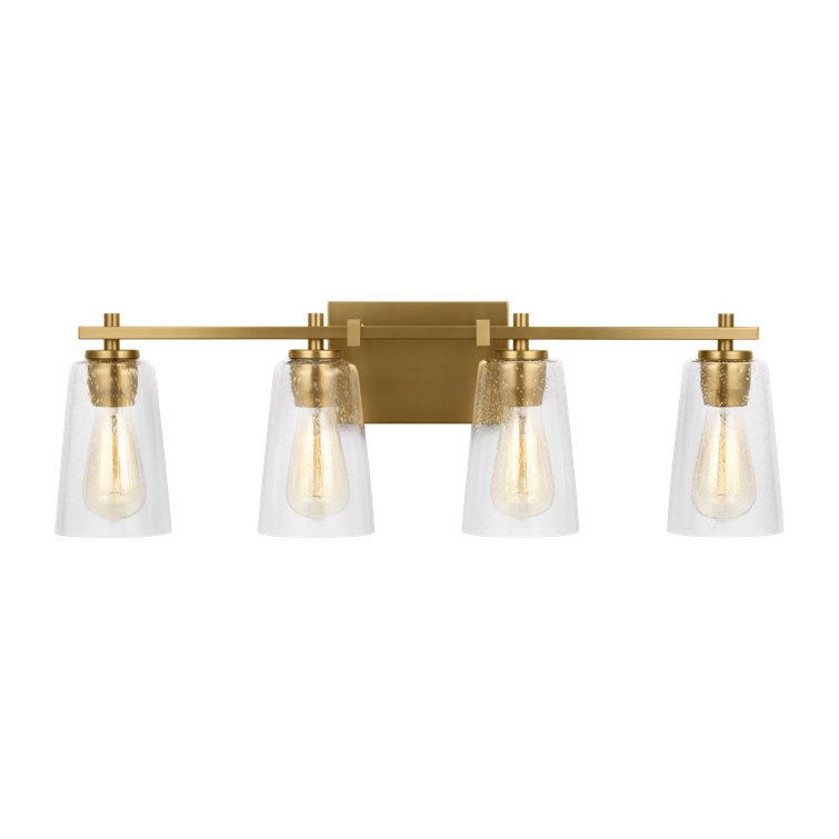 Burnished Brass 4-Light Vanity with Seeded Glass Shades