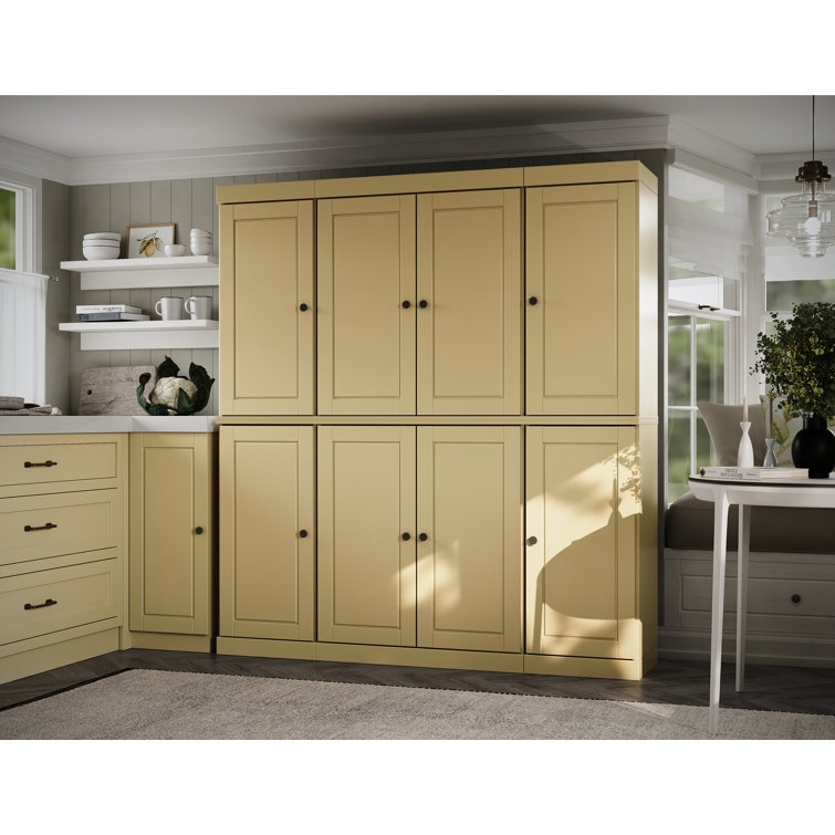Yellow Raised Panel Solid Wood 65" Pantry Cabinet