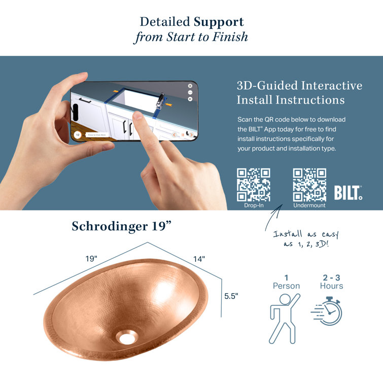 Naked Copper 19" Oval Undermount Bathroom Sink