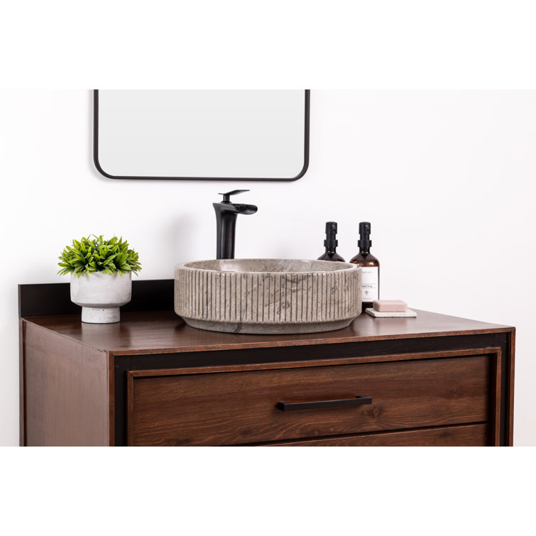 Natural Stone Circular Marble Vessel Bathroom Sink