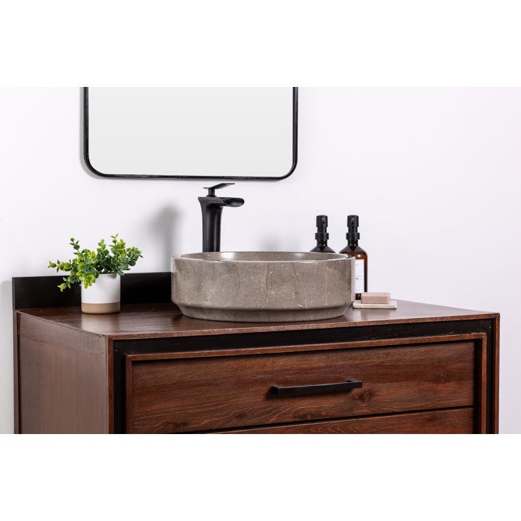 Natural Gray Marble Circular Vessel Bathroom Sink