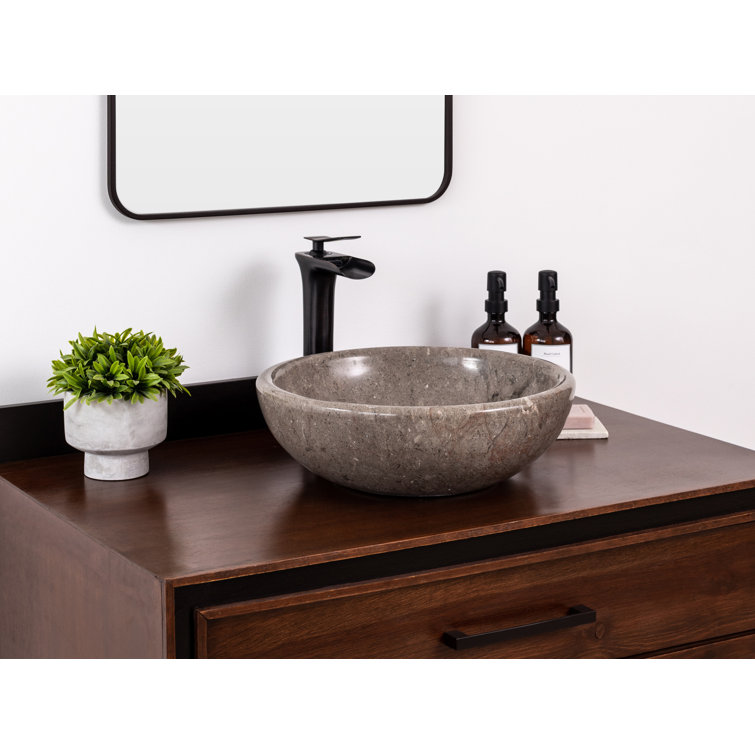 Natural Marble Circular Stone Vessel Bathroom Sink
