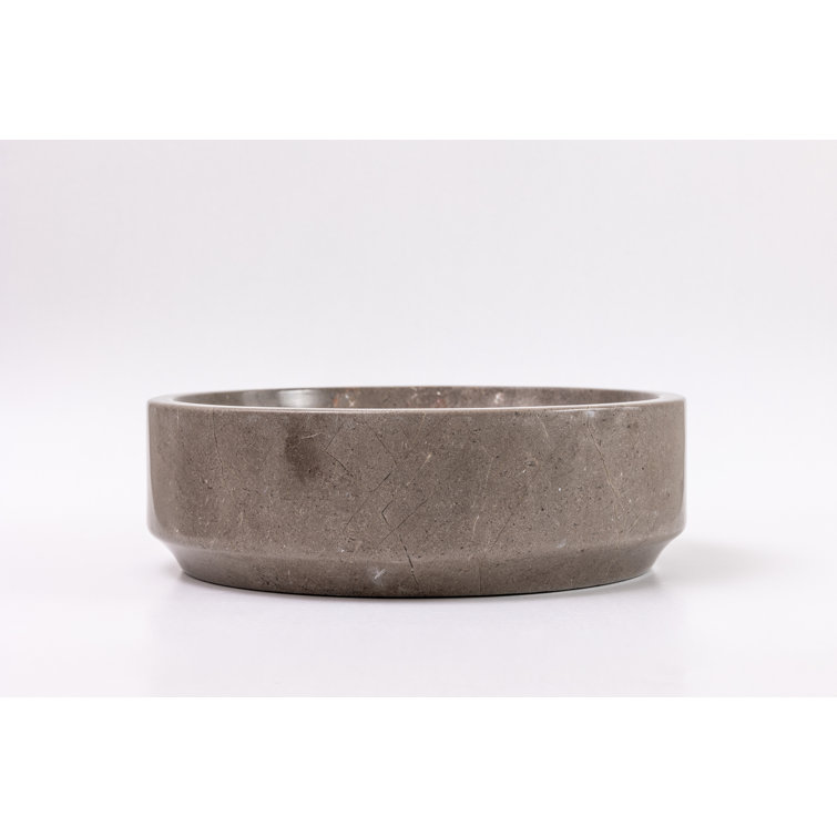 Natural Gray Marble Circular Vessel Bathroom Sink